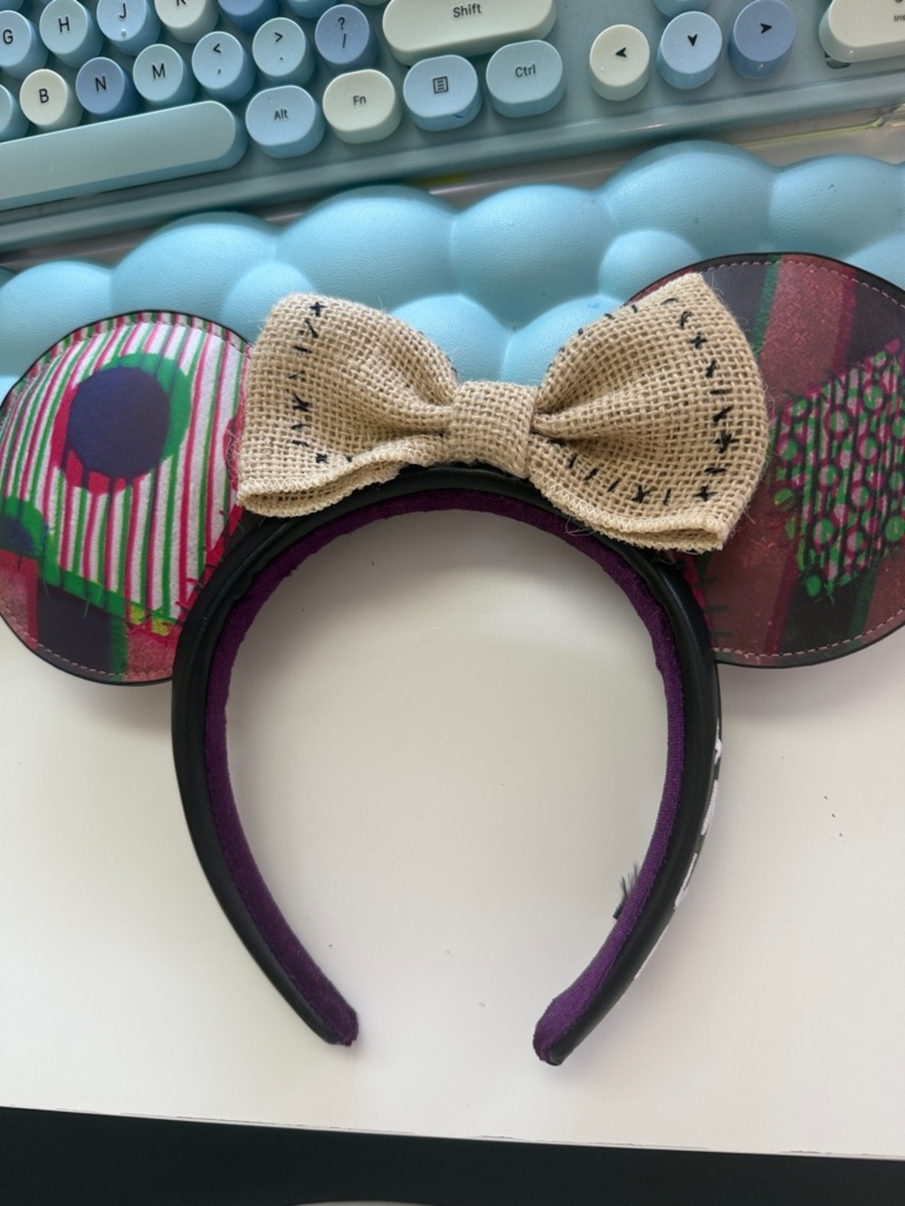 Nightmare Before Christmas Ear Headband with Beige Bow - Unbranded